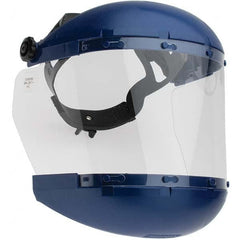 Sellstrom - Nylon Blue Ratchet Adjustment Face Shield with Chin Guard - Exact Industrial Supply