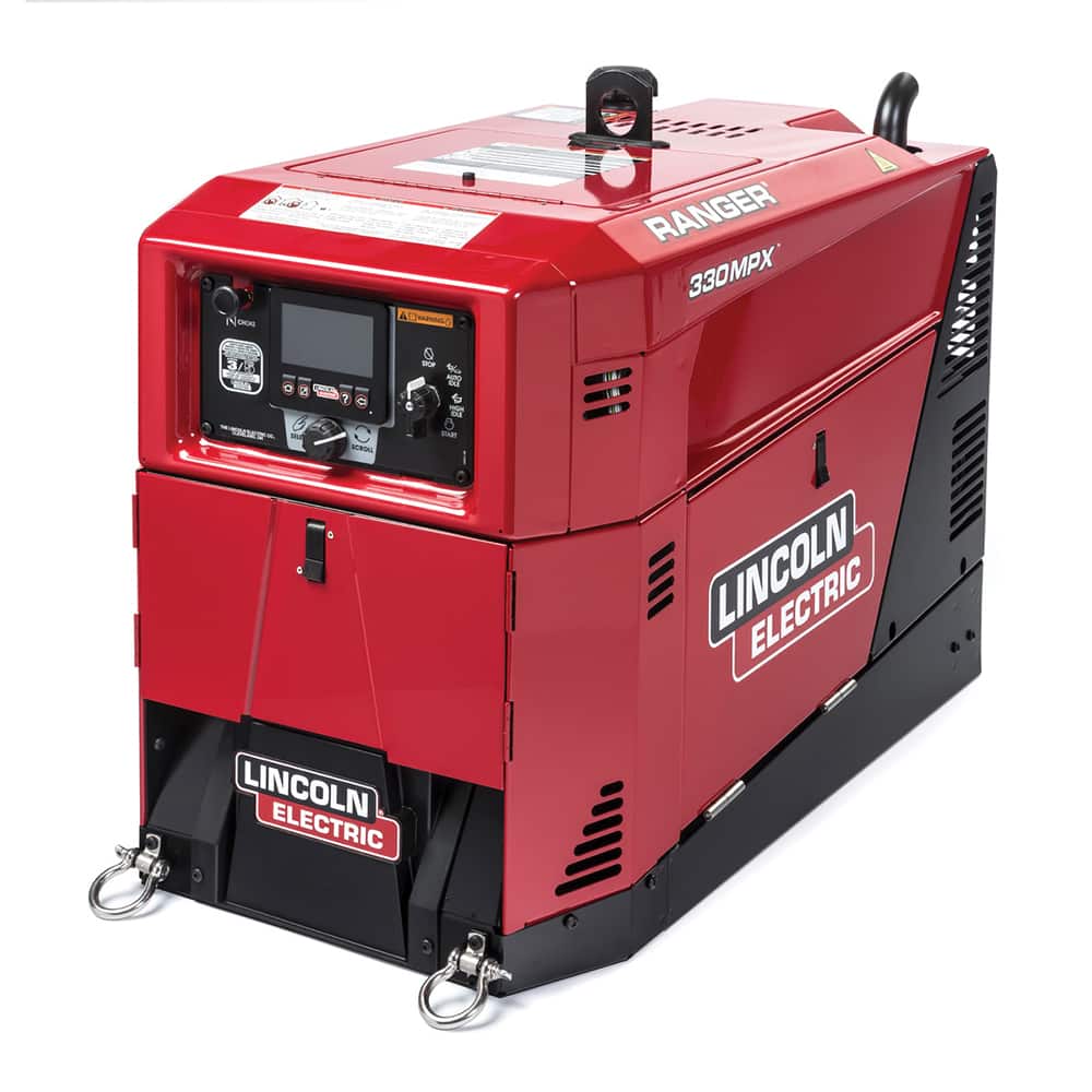 Lincoln Electric - Portable Welder/Generators; Duty Cycle: 330A DC CC/28V/100%; 312A DC CV/29V/100% ; Process: Stick, TIG, MIG, Flux Cored, Gouging ; Input Current: DC ; Output Current: DC ; Maximum Output Voltage: 230 ; Phase: Single Phase - Exact Industrial Supply