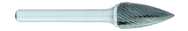 SG-6 -- 16mm x 25mm LOC x 6mm Shank x 50mm OAL Pointed Tree Carbide Medium Right Hand Spiral Burr - Exact Industrial Supply