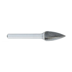 ‎SM-1 -6mm × 12mm LOC × 6mm Shank × 50mm OAL Pointed Cone Carbide Medium Right Hand Spiral Burr - Exact Industrial Supply