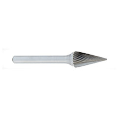 ‎SM-3 -1/4 × 1 LOC × 1/4 Shank × 2 OAL Pointed Tree Carbide Medium Right Hand Spiral Burr - Exact Industrial Supply