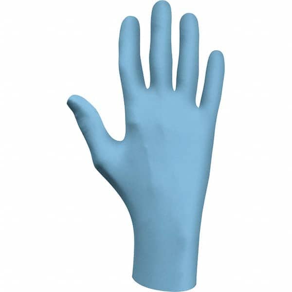 Disposable Gloves: Size X-Small, 4 mil, Nitrile-Coated, Nitrile Blue, 9-1/2″ Length, Bisque, FDA Approved