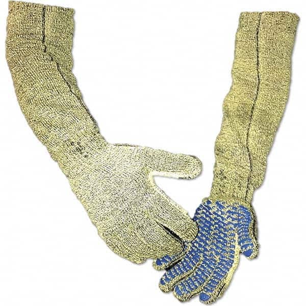 Cut & Abrasion-Resistant Gloves: Size XL, ANSI Cut A9, Polyvinylchloride, Composite of Cut-Resistant Fibers Yellow & Blue, Palm Coated, Polyvinylchloride Grip, ANSI Abrasion 3
