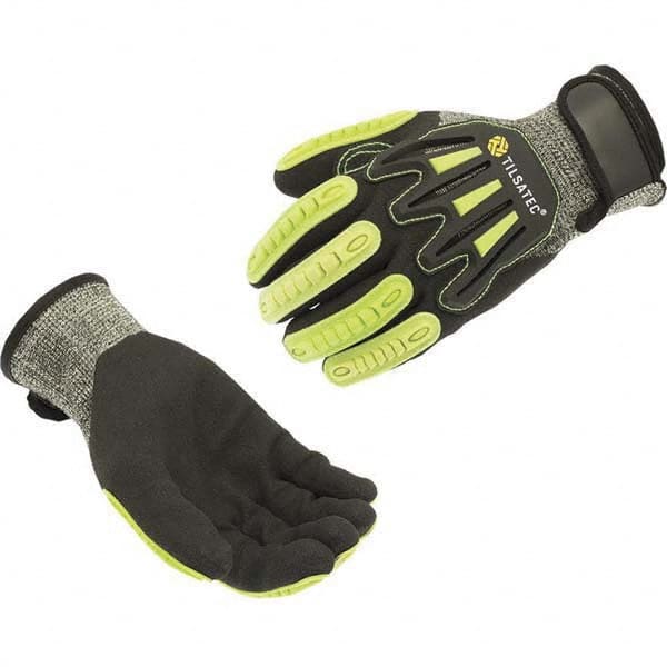 Cut, Puncture & Abrasive-Resistant Gloves: Size 4XL, ANSI Cut A5, ANSI Puncture 5, Micro-Foam Nitrile, Polyethylene Black & Gray, Palm & Fingertips Coated, Single Dipped Grip, ANSI Abrasion 4