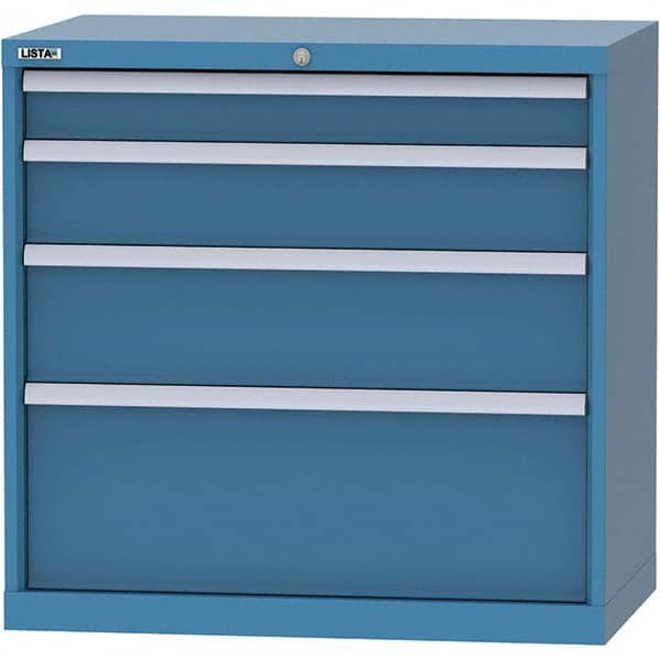 LISTA - 4 Drawer, 84 Compartment Bright Blue Steel Modular Storage Cabinet - Exact Industrial Supply