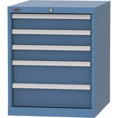 LISTA - 5 Drawer, 99 Compartment Bright Blue Steel Modular Storage Cabinet - Exact Industrial Supply