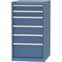 LISTA - 6 Drawer, 99 Compartment Bright Blue Steel Modular Storage Cabinet - Exact Industrial Supply