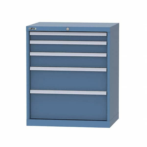 LISTA - 5 Drawer, 124 Compartment Bright Blue Steel Modular Storage Cabinet - Exact Industrial Supply