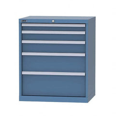 LISTA - 5 Drawer, 124 Compartment Bright Blue Steel Modular Storage Cabinet - Exact Industrial Supply