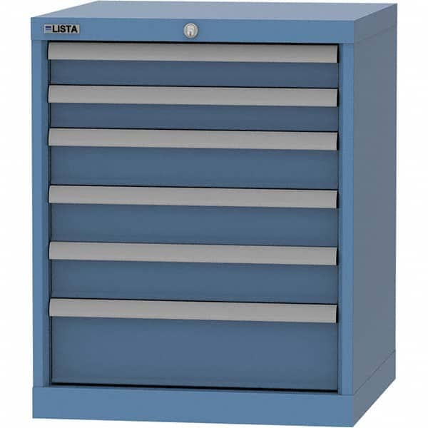 LISTA - 6 Drawer, 84 Compartment Bright Blue Steel Modular Storage Cabinet - Exact Industrial Supply