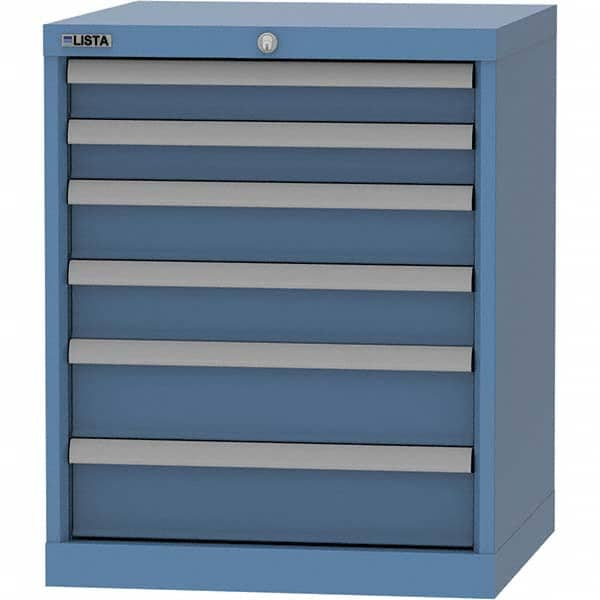 LISTA - 6 Drawer, 84 Compartment Bright Blue Steel Modular Storage Cabinet - Exact Industrial Supply