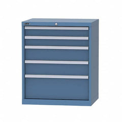 LISTA - 5 Drawer, 124 Compartment Bright Blue Steel Modular Storage Cabinet - Exact Industrial Supply