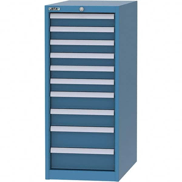 LISTA - 10 Drawer, 45 Compartment Bright Blue Steel Modular Storage Cabinet - Exact Industrial Supply