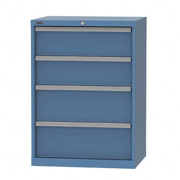 LISTA - 4 Drawer, 124 Compartment Bright Blue Steel Modular Storage Cabinet - Exact Industrial Supply