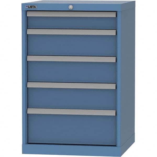 LISTA - 5 Drawer, 84 Compartment Bright Blue Steel Modular Storage Cabinet - Exact Industrial Supply