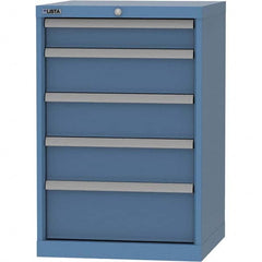 LISTA - 5 Drawer, 84 Compartment Bright Blue Steel Modular Storage Cabinet - Exact Industrial Supply