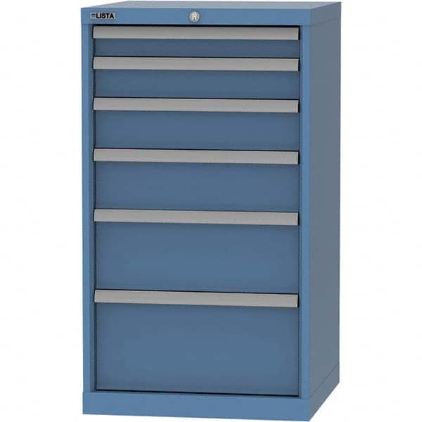 LISTA - 6 Drawer, 84 Compartment Bright Blue Steel Modular Storage Cabinet - Exact Industrial Supply