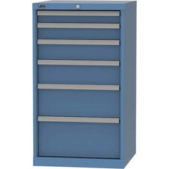 LISTA - 6 Drawer, 84 Compartment Bright Blue Steel Modular Storage Cabinet - Exact Industrial Supply