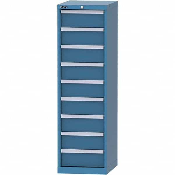 LISTA - 9 Drawer, 45 Compartment Bright Blue Steel Modular Storage Cabinet - Exact Industrial Supply