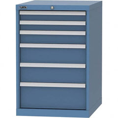 LISTA - 6 Drawer, 99 Compartment Bright Blue Steel Modular Storage Cabinet - Exact Industrial Supply