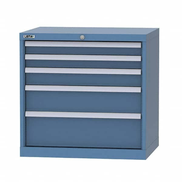 LISTA - 4 Drawer, 124 Compartment Bright Blue Steel Modular Storage Cabinet - Exact Industrial Supply