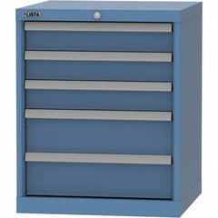 LISTA - 5 Drawer, 84 Compartment Bright Blue Steel Modular Storage Cabinet - Exact Industrial Supply