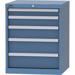 LISTA - 5 Drawer, 84 Compartment Bright Blue Steel Modular Storage Cabinet - Exact Industrial Supply