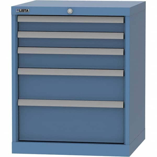 LISTA - 5 Drawer, 84 Compartment Bright Blue Steel Modular Storage Cabinet - Exact Industrial Supply