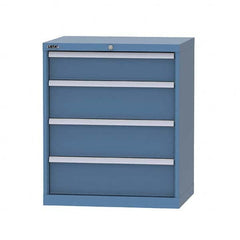 LISTA - 4 Drawer, 124 Compartment Bright Blue Steel Modular Storage Cabinet - Exact Industrial Supply