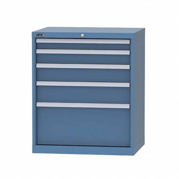 LISTA - 4 Drawer, 124 Compartment Bright Blue Steel Modular Storage Cabinet - Exact Industrial Supply