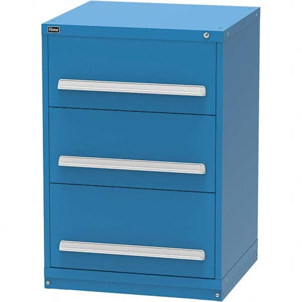 Vidmar - 3 Drawer, 124 Compartment Bright Blue Steel Modular Storage Cabinet - Exact Industrial Supply