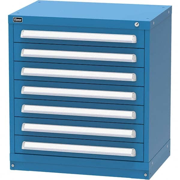 Vidmar - 7 Drawer, 45 Compartment Bright Blue Steel Modular Storage Cabinet - Exact Industrial Supply