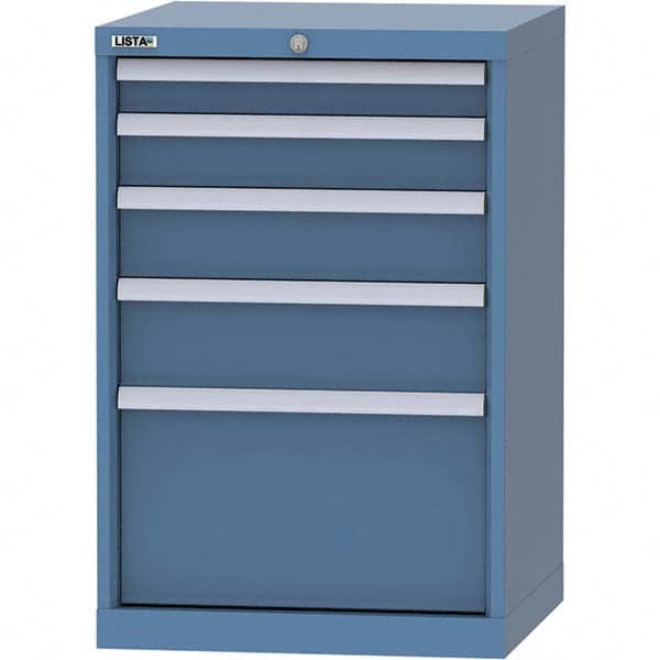 LISTA - 5 Drawer, 84 Compartment Bright Blue Steel Modular Storage Cabinet - Exact Industrial Supply