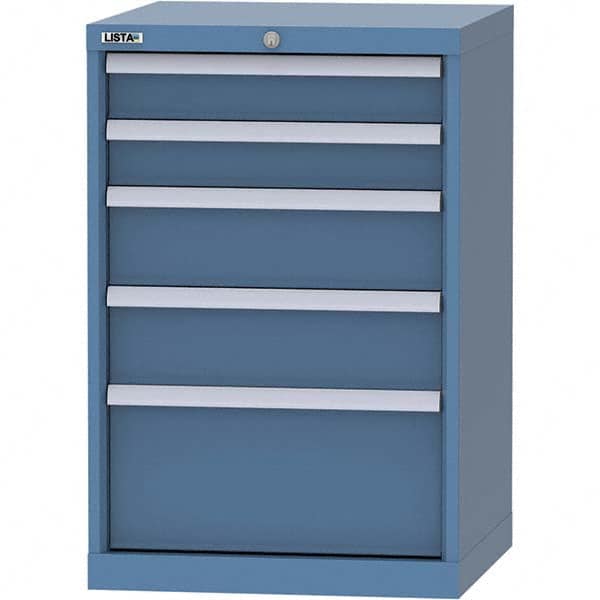 LISTA - 5 Drawer, 84 Compartment Bright Blue Steel Modular Storage Cabinet - Exact Industrial Supply