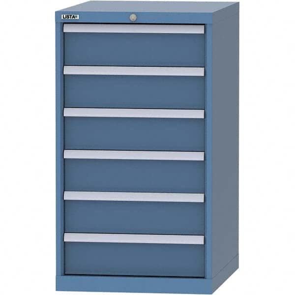 LISTA - 6 Drawer, 99 Compartment Bright Blue Steel Modular Storage Cabinet - Exact Industrial Supply