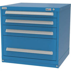 Vidmar - 4 Drawer Bright Blue Steel Modular Storage Cabinet - Exact Industrial Supply