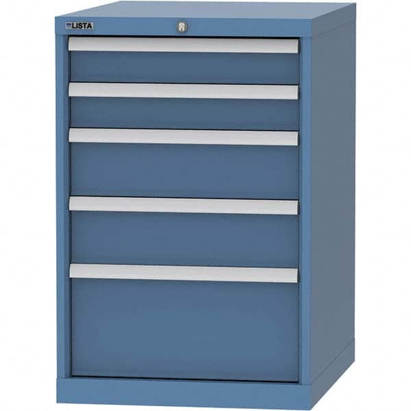 LISTA - 5 Drawer, 99 Compartment Bright Blue Steel Modular Storage Cabinet - Exact Industrial Supply