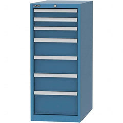 LISTA - 7 Drawer, 45 Compartment Bright Blue Steel Modular Storage Cabinet - Exact Industrial Supply