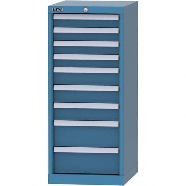 LISTA - 9 Drawer, 216 Compartment Bright Blue Steel Modular Storage Cabinet - Exact Industrial Supply