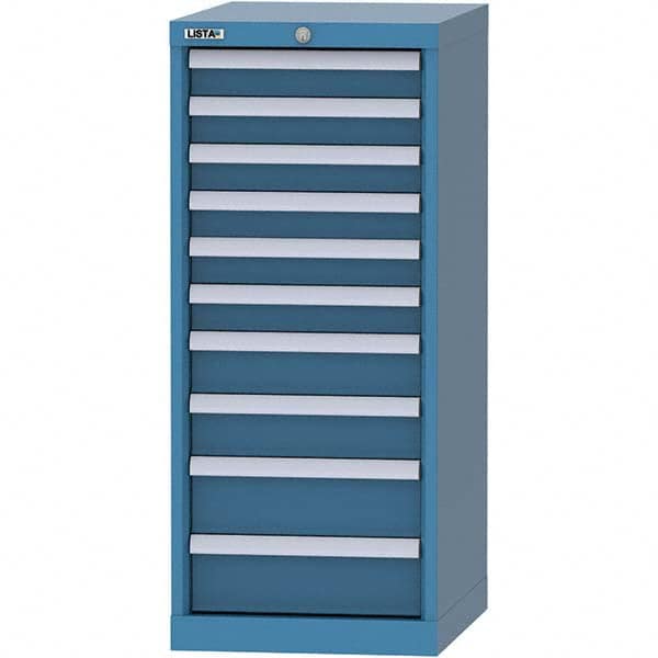 LISTA - 10 Drawer, 216 Compartment Bright Blue Steel Modular Storage Cabinet - Exact Industrial Supply