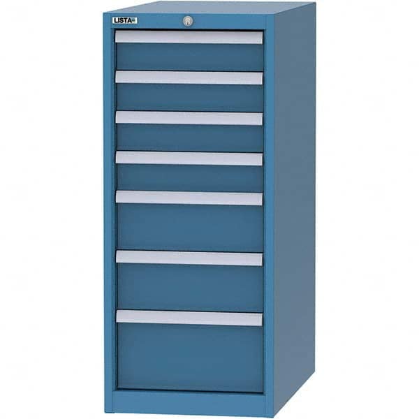 LISTA - 7 Drawer, 45 Compartment Bright Blue Steel Modular Storage Cabinet - Exact Industrial Supply