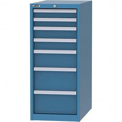 LISTA - 7 Drawer, 45 Compartment Bright Blue Steel Modular Storage Cabinet - Exact Industrial Supply