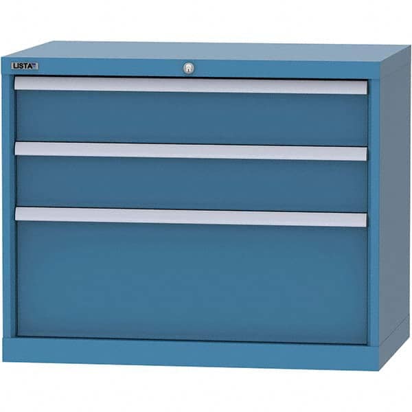 LISTA - 3 Drawer, 84 Compartment Bright Blue Steel Modular Storage Cabinet - Exact Industrial Supply