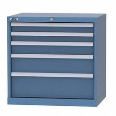 LISTA - 3 Drawer, 124 Compartment Bright Blue Steel Modular Storage Cabinet - Exact Industrial Supply