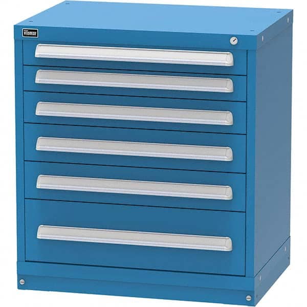 Vidmar - 6 Drawer, 45 Compartment Bright Blue Steel Modular Storage Cabinet - Exact Industrial Supply