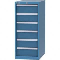 LISTA - 6 Drawer, 45 Compartment Bright Blue Steel Modular Storage Cabinet - Exact Industrial Supply