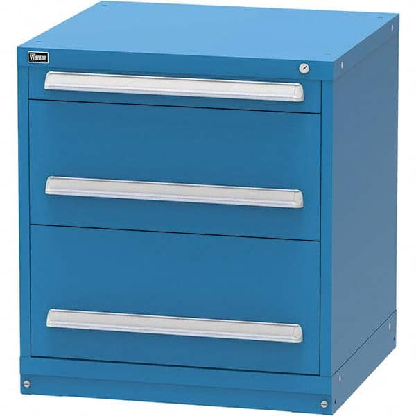 Vidmar - 3 Drawer Bright Blue Steel Modular Storage Cabinet - Exact Industrial Supply