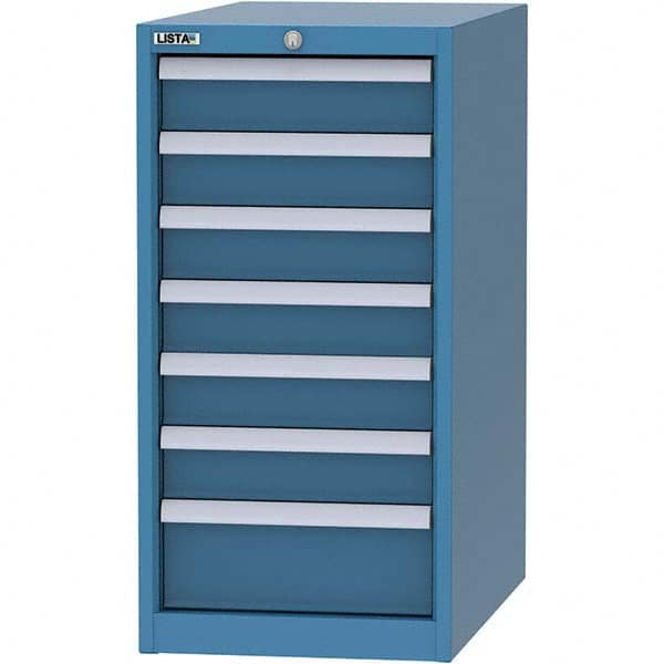 LISTA - 7 Drawer, 45 Compartment Bright Blue Steel Modular Storage Cabinet - Exact Industrial Supply