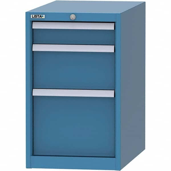 LISTA - 3 Drawer, 45 Compartment Bright Blue Steel Modular Storage Cabinet - Exact Industrial Supply