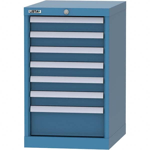 LISTA - 7 Drawer, 216 Compartment Bright Blue Steel Modular Storage Cabinet - Exact Industrial Supply